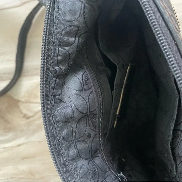 Vintage Fossil Black Leather Crossbody Bag Chain Strap - Picture 6 of 7